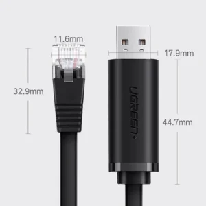 Ugreen CM204 USB-A to RJ45 Console Cable 1.5m (Black) 