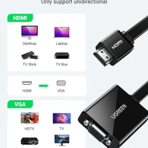 Ugreen HDMI To VGA+3.5mm Audio With Power Port Converter-MM103